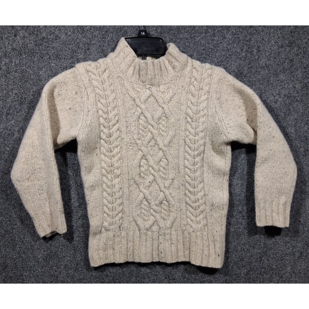 Islander Sweater  Girls S Beige Merino Wool Cashmere Cable Knit‎ Mock Neck